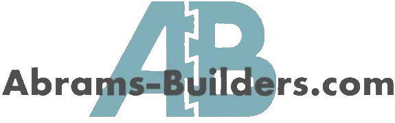 Abrams Builders logo with stylized AB initials and website domain name